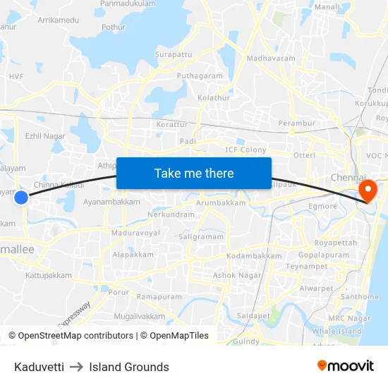 Kaduvetti to Island Grounds map