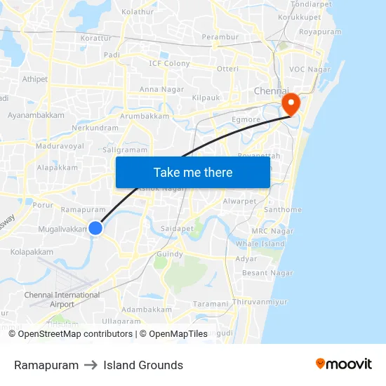 Ramapuram to Island Grounds map