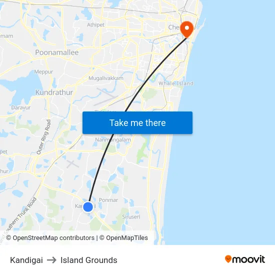 Kandigai to Island Grounds map