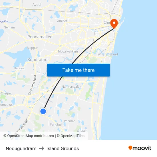 Nedugundram to Island Grounds map