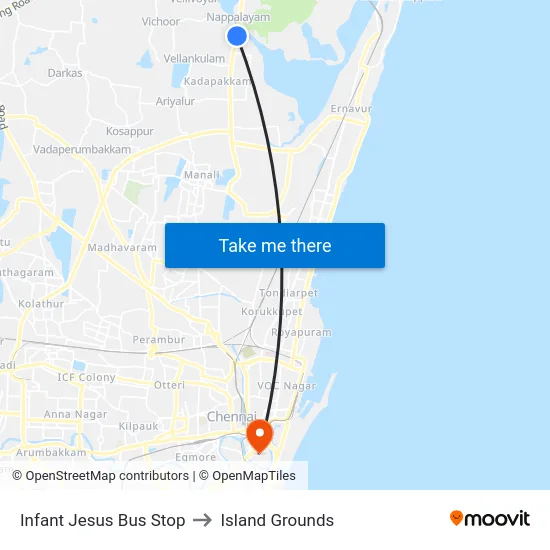 Infant Jesus Bus Stop to Island Grounds map