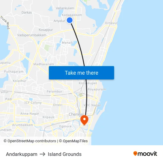 Andarkuppam to Island Grounds map