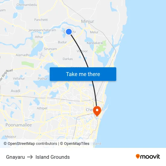 Gnayaru to Island Grounds map