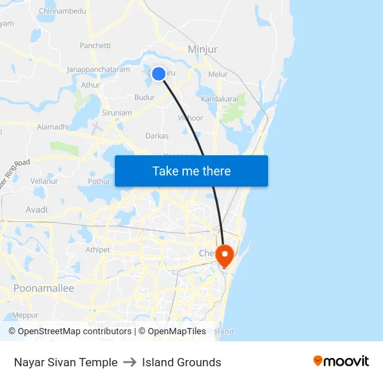 Nayar Sivan Temple to Island Grounds map