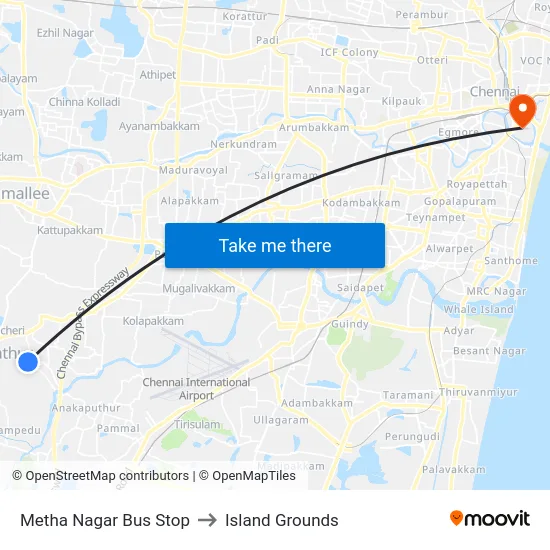 Metha Nagar Bus Stop to Island Grounds map