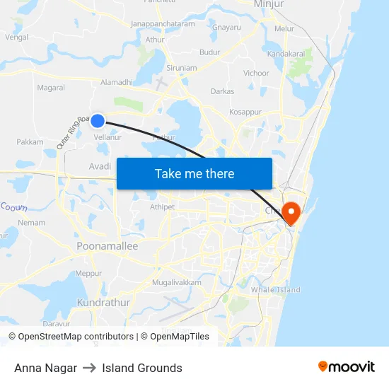 Anna Nagar to Island Grounds map