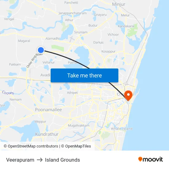 Veerapuram to Island Grounds map