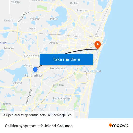 Chikkarayapuram to Island Grounds map