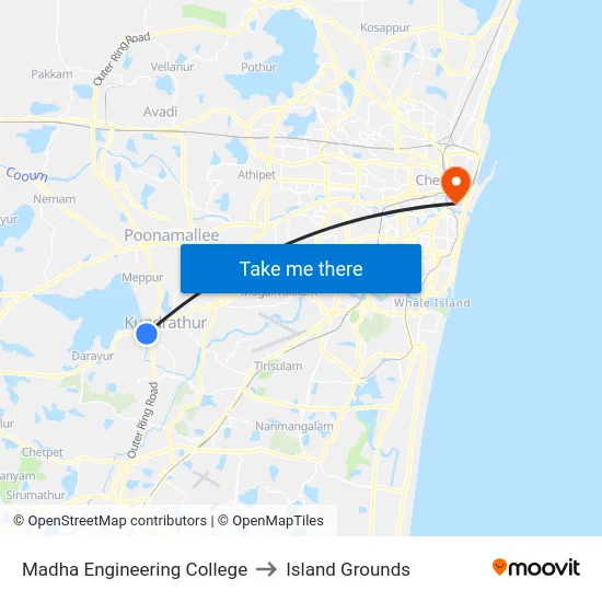 Madha Engineering College to Island Grounds map