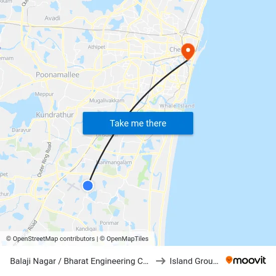 Balaji Nagar / Bharat Engineering College to Island Grounds map