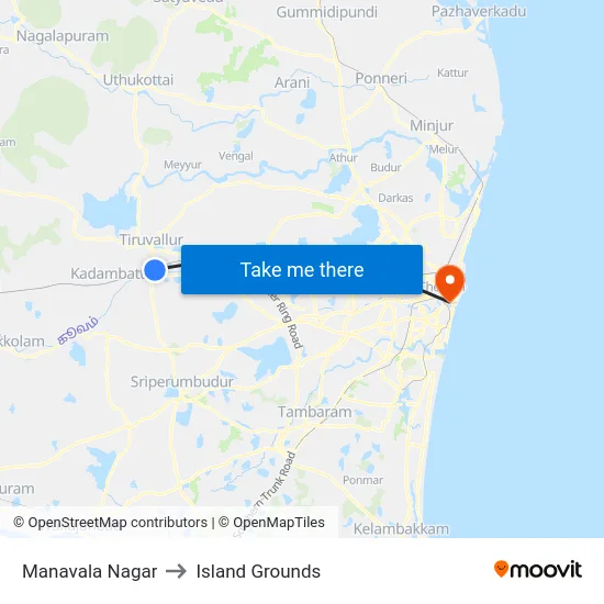 Manavala Nagar to Island Grounds map