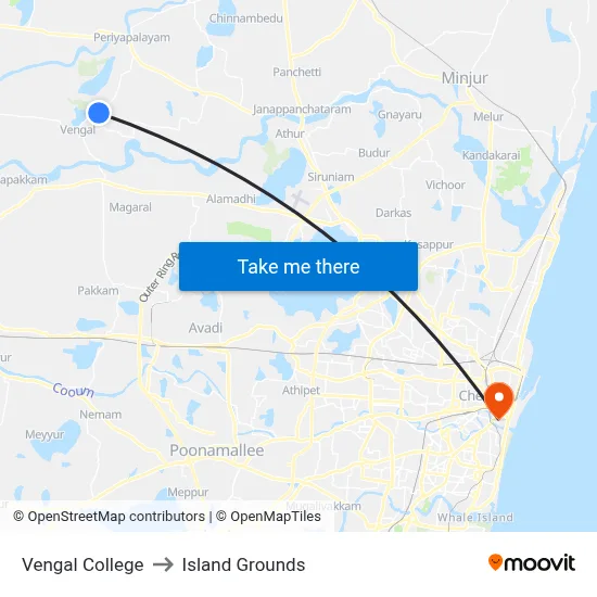 Vengal College to Island Grounds map