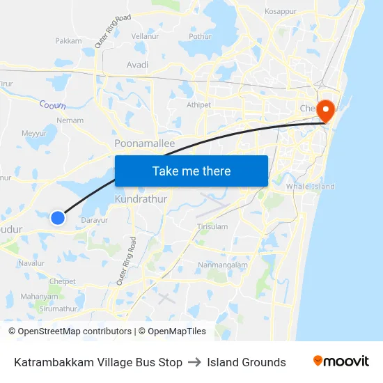 Katrambakkam Village Bus Stop to Island Grounds map