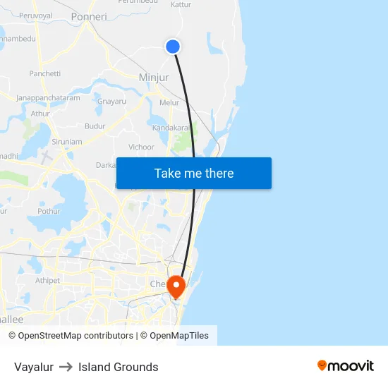 Vayalur to Island Grounds map
