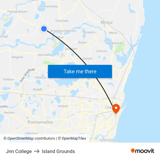 Jnn College to Island Grounds map