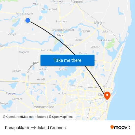 Panapakkam to Island Grounds map