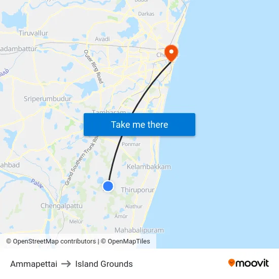 Ammapettai to Island Grounds map