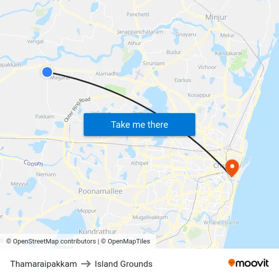 Thamaraipakkam to Island Grounds map