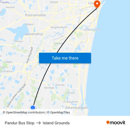 Pandur Bus Stop to Island Grounds map