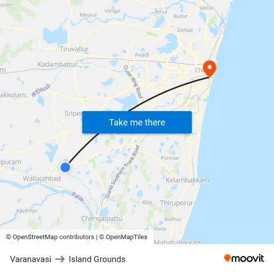 Varanavasi to Island Grounds map