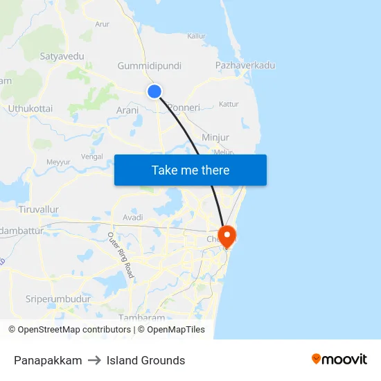 Panapakkam to Island Grounds map