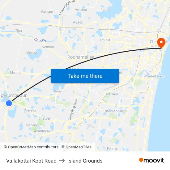 Vallakottai Koot Road to Island Grounds map