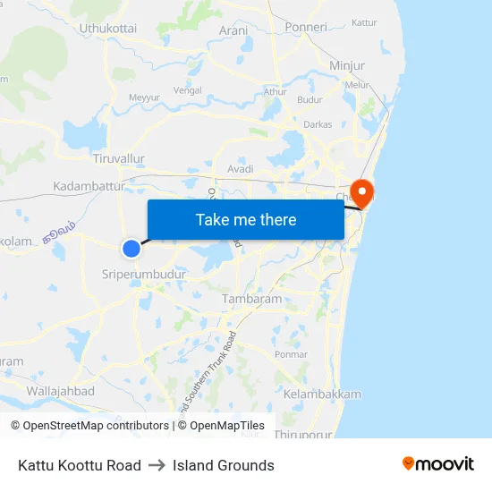 Kattu Koottu Road to Island Grounds map