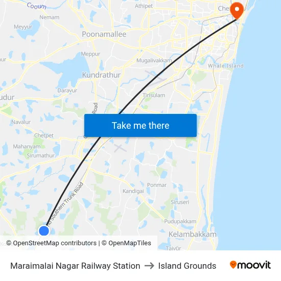 Maraimalai Nagar Railway Station to Island Grounds map