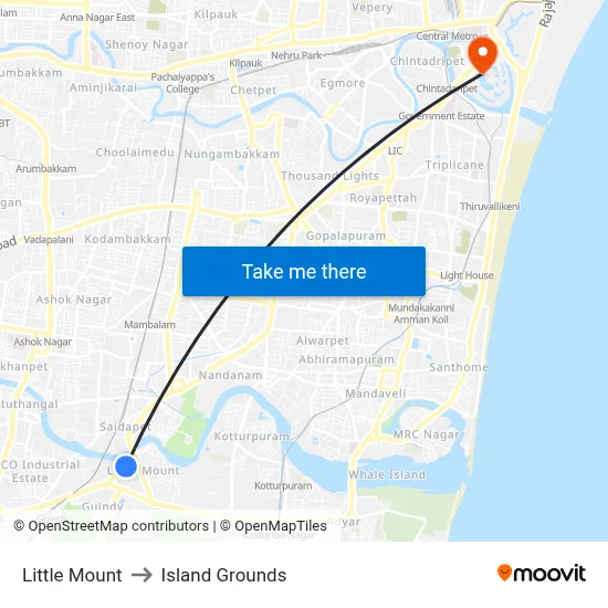 Little Mount to Island Grounds map