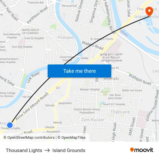 Thousand Lights to Island Grounds map