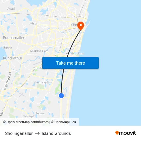 Sholinganallur to Island Grounds map