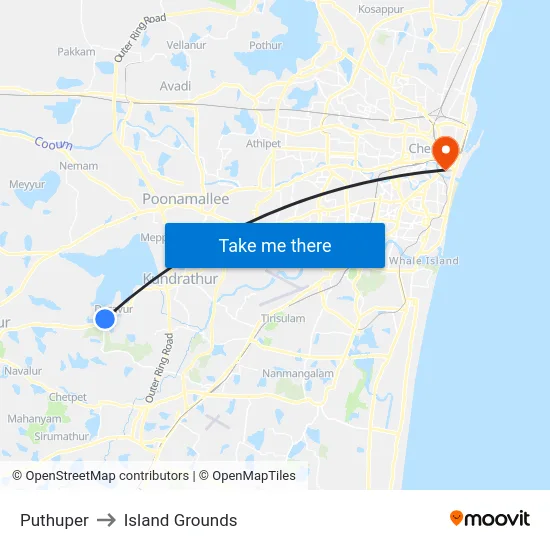 Puthuper to Island Grounds map