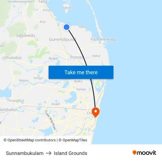 Sunnambukulam to Island Grounds map