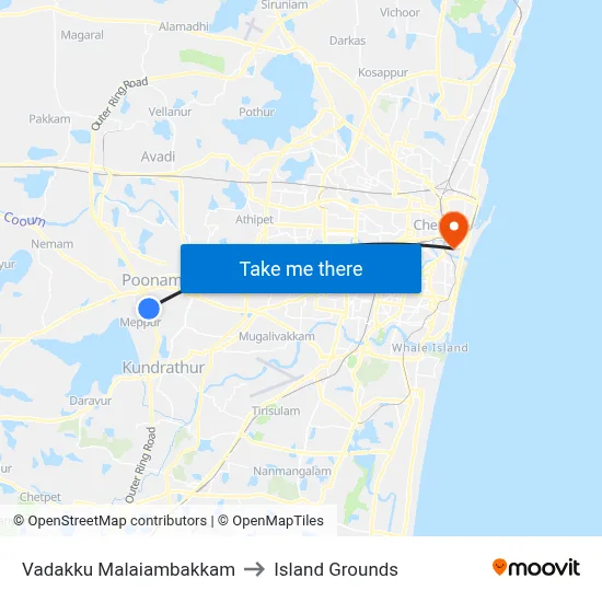 Vadakku Malaiambakkam to Island Grounds map