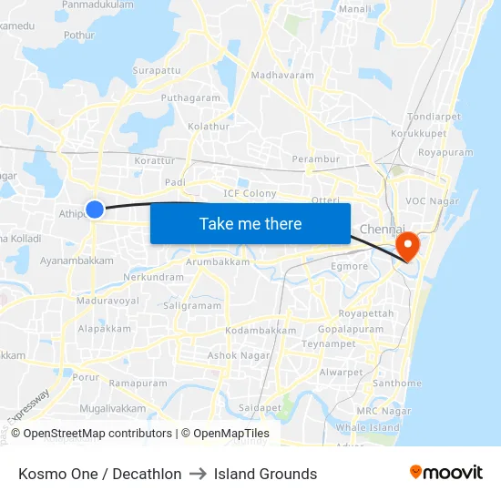 Kosmo One / Decathlon to Island Grounds map