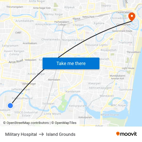 Military Hospital to Island Grounds map