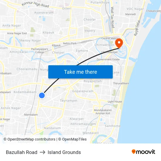 Bazullah Road to Island Grounds map