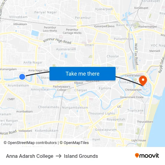 Anna Adarsh College to Island Grounds map