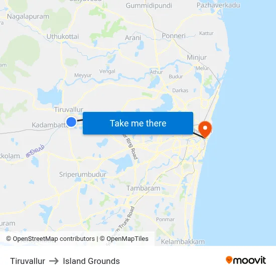 Tiruvallur to Island Grounds map