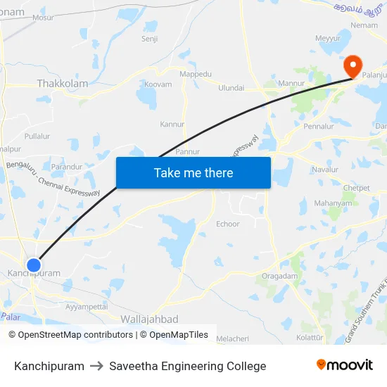 Kanchipuram to Saveetha Engineering College map