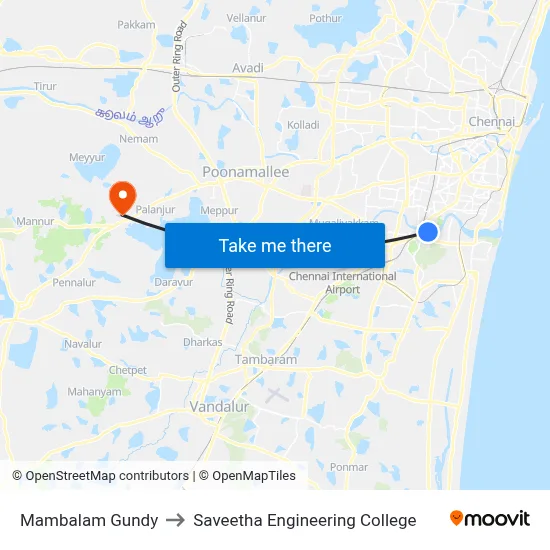 Mambalam Gundy to Saveetha Engineering College map
