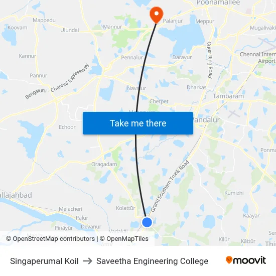 Singaperumal Koil to Saveetha Engineering College map