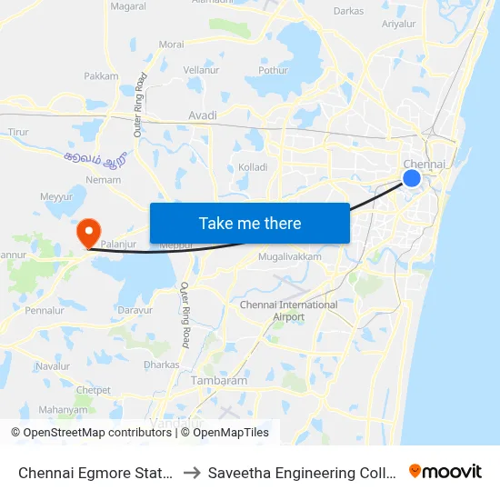 Chennai Egmore Station to Saveetha Engineering College map