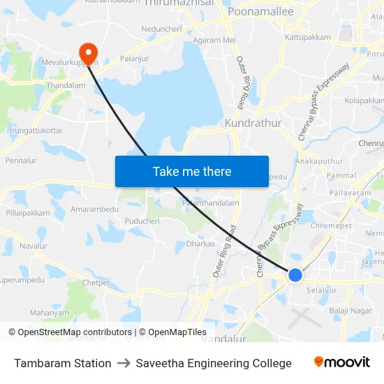 Tambaram Station to Saveetha Engineering College map