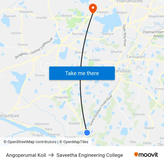 Angoperumal Koil to Saveetha Engineering College map