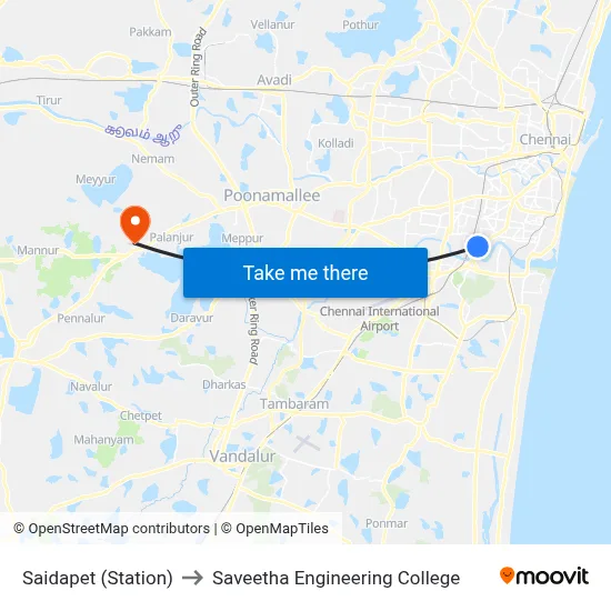 Saidapet (Station) to Saveetha Engineering College map