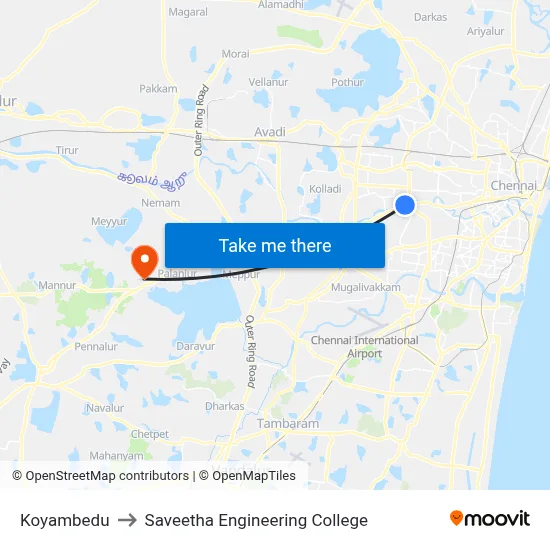 Koyambedu to Saveetha Engineering College map