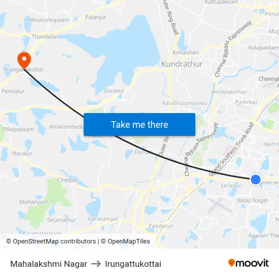 Mahalakshmi Nagar to Irungattukottai map