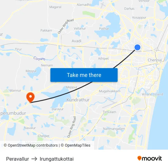 Peravallur to Irungattukottai map