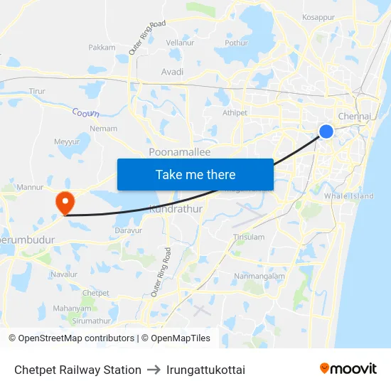 Chetpet Railway Station to Irungattukottai map